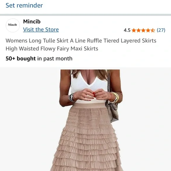 Tan Tiered Maxi Skirt for Cocktail Events Size Medium w/ Adjustable waistband - Picture 5 of 6